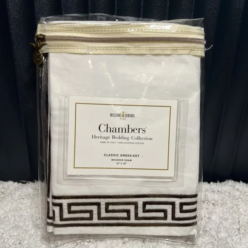 Williams Sonoma Chambers Heritage Bedding Classic Greek-Key Boudoir Sham 12x16”